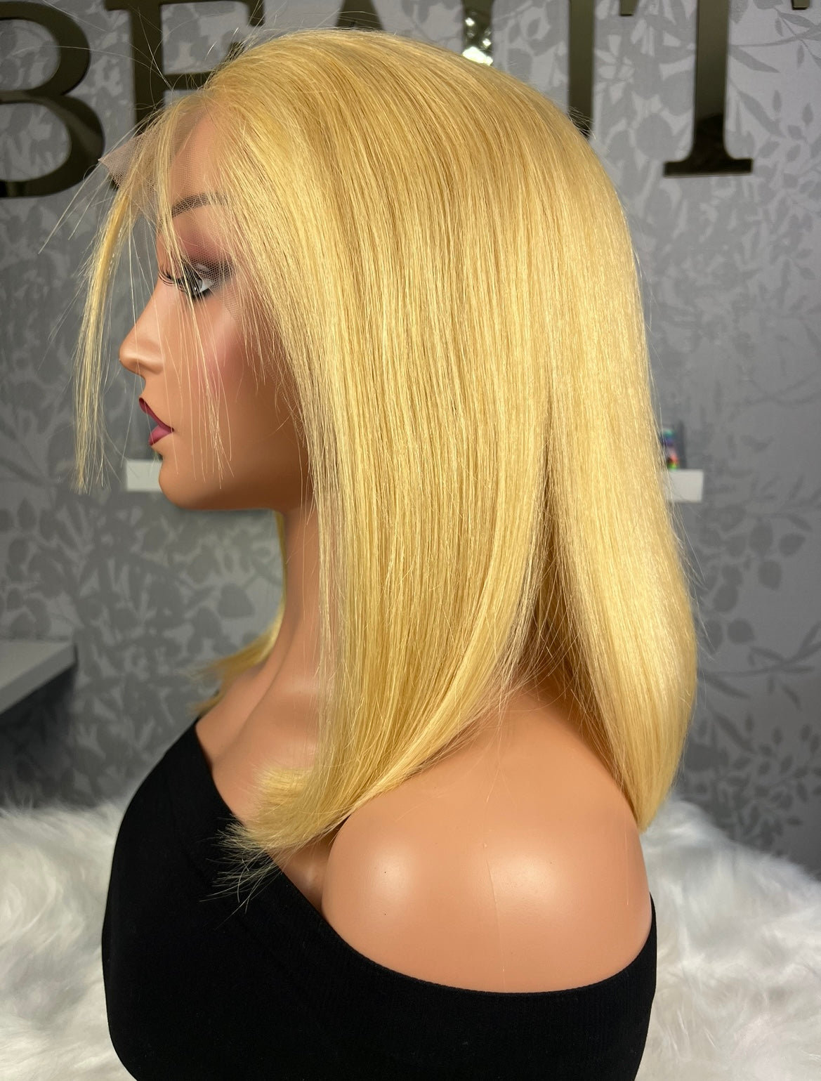 12 Inches Honey Blonde Human Hair 13*4 HD Transparent Wig