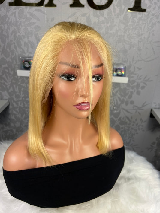12 Inches Honey Blonde Human Hair 13*4 HD Transparent Wig